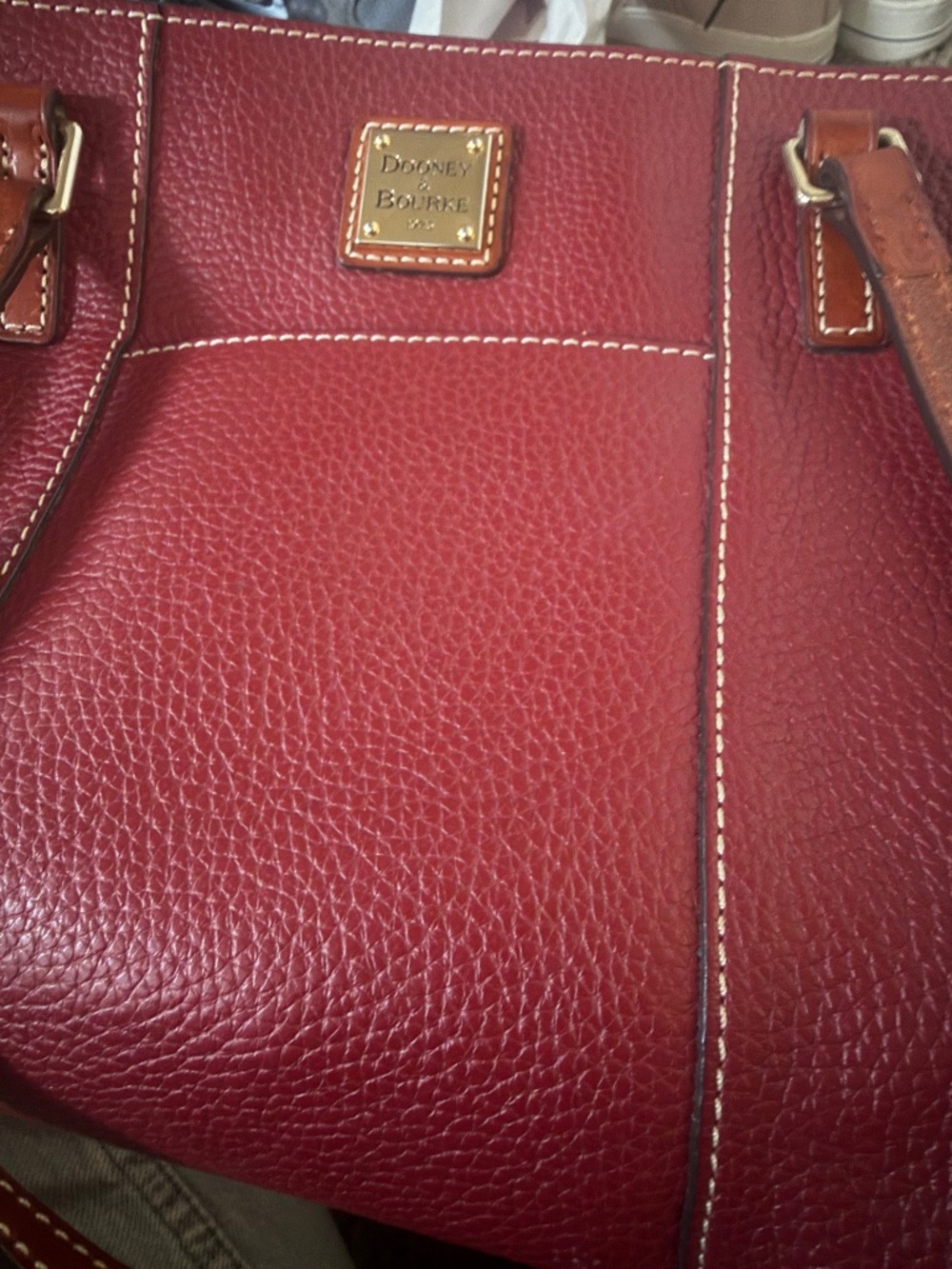 Dooney & Bourke Red Leather Pebble Small Grain Small Lexington Tote Bag